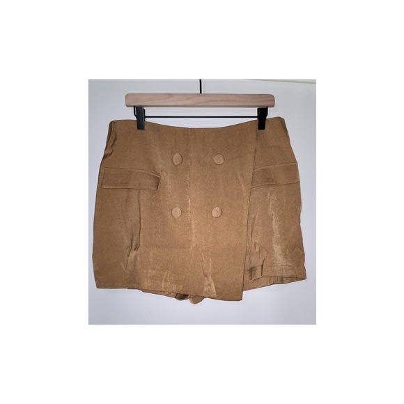 Lulus Pants - Lulus Brown Double Breasted Wrap Skort High Waisted Shorts NWT XL